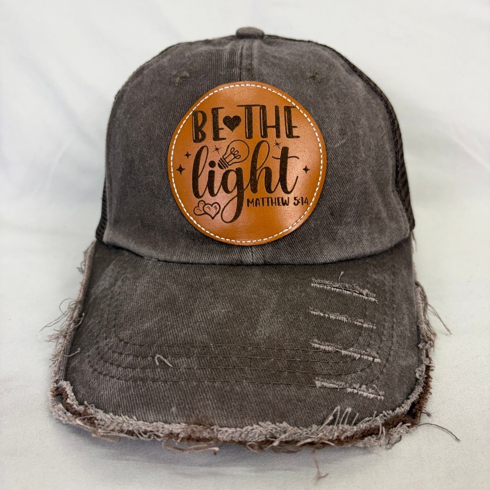Unbranded Trucker Hat Be The Light Unisex OSFM Brown Distressed Patch Cap
